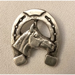Głowa konia  w podkowie znaczek przypinka odznaka stare srebro na pins (id: 3053)